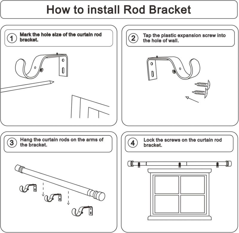 Curtain Rods for Windows 16 to 88 Inches Adjustable Length 1 Inch Diameter Window Curtain Rod with Aluminium Finials, Black - Image 7