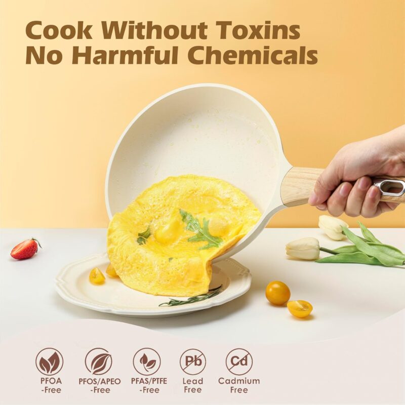 SENSARTE Ceramic Cookware Sets, Pots and Pans Set Nonstick, 14-Piece Induction Cookware, Non-toxic Healthy Non Stick Kitchen Cooking Set, with Frying Pans Set, PFAS PTFE PFOA PFOS Free - Image 2