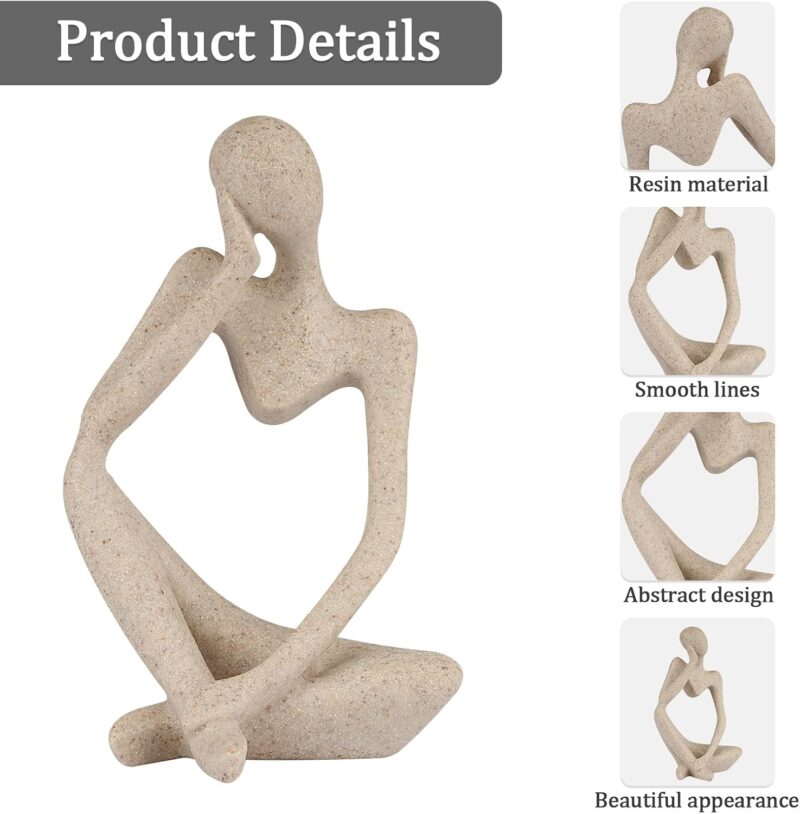 Sandstone Resin Thinker Style Abstract Sculpture Statue Collectible Figurines Home Office Bookshelf Desktop Decor(Small Sandstone,Left) - Image 4