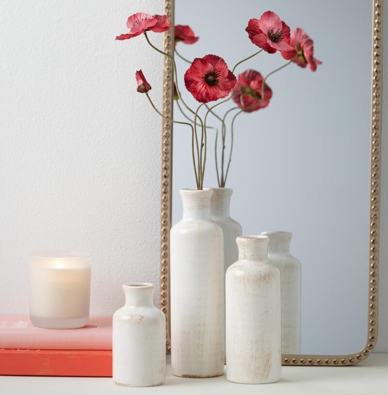 Sullivans White Ceramic Vase Set, Farmhouse Decor, Home Decorative Vase, Vases For Your Kitchen, Bedroom, Office, Living Room, Bathroom, & Shelf Centerpiece Table Decorations (CM2333) - Image 8