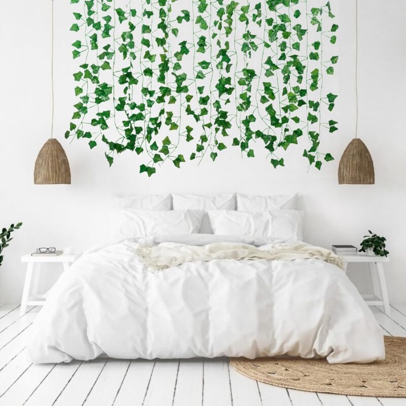 Fake Vines for Room Decor(12 Pack 84 Feet) Aesthetic Artificial Plant Ivy Leaves Hanging Greenery Garlands for Home Bedroom Wall Wedding Christmas Party Office Patio Outdoor Garden Décor - Image 8
