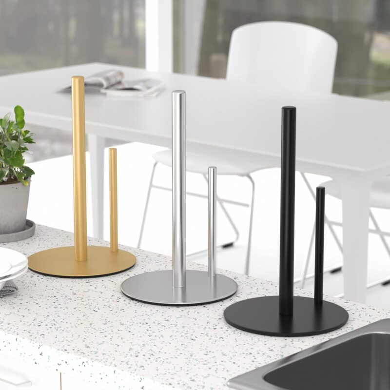 Paper Towel Holder Gold, Premium Stainless Steel Kitchen Roll Dispenser, Countertop Roll Organizer - Image 6