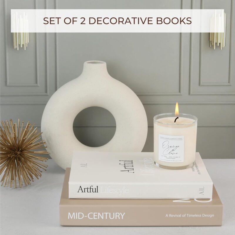 Aesthetic Decorative Books - Set of 2 Stylish Boxes Enhance Your Coffee Table, Bookshelf or Mantle Decor - Beautiful Fake/Faux Books for Modern Home Decoration, Photo Storage and as a Keepsake Box - Image 2