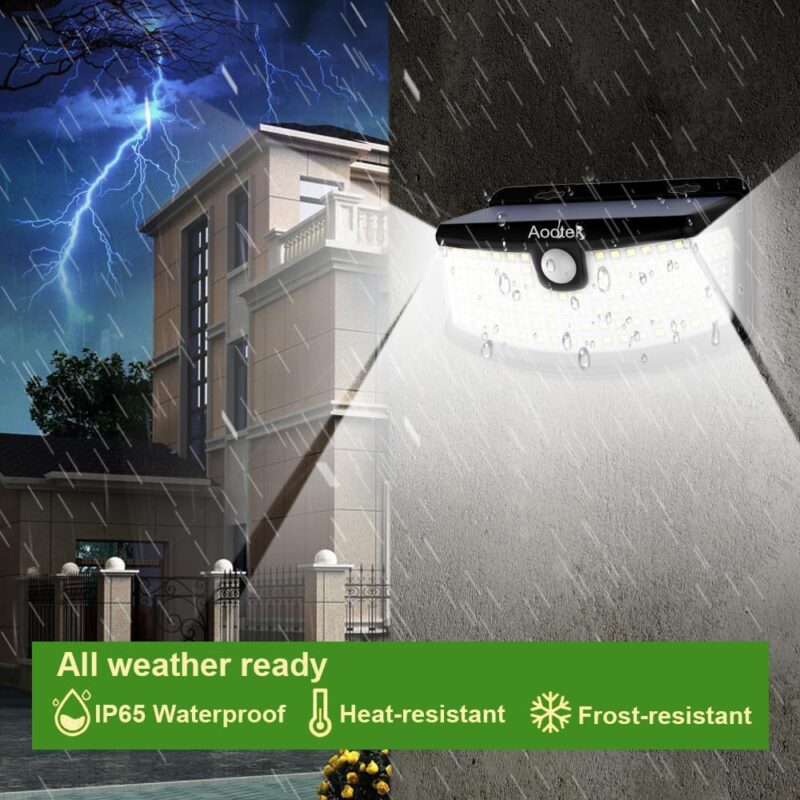 Aootek New Solar Motion Sensor Lights 120 LEDs with Lights Reflector,270° Wide Angle, IP65 Waterproof, Step Lights for Front Door, Yard, Garage, Deck (Back Button 4-Pack) - Image 2