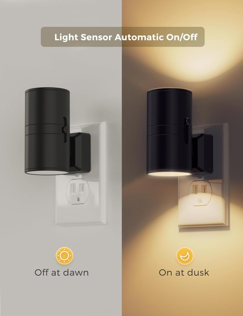 L LOHAS LED Night Light Plug in, Modern Night Lights Plug into Wall, Dusk to Dawn Sensor, Soft White 3000K, 0-100LM Adjustable Brightness, Dimmable Night Lights for Hallway Bedroom Stairway, 2 Pack - Image 2