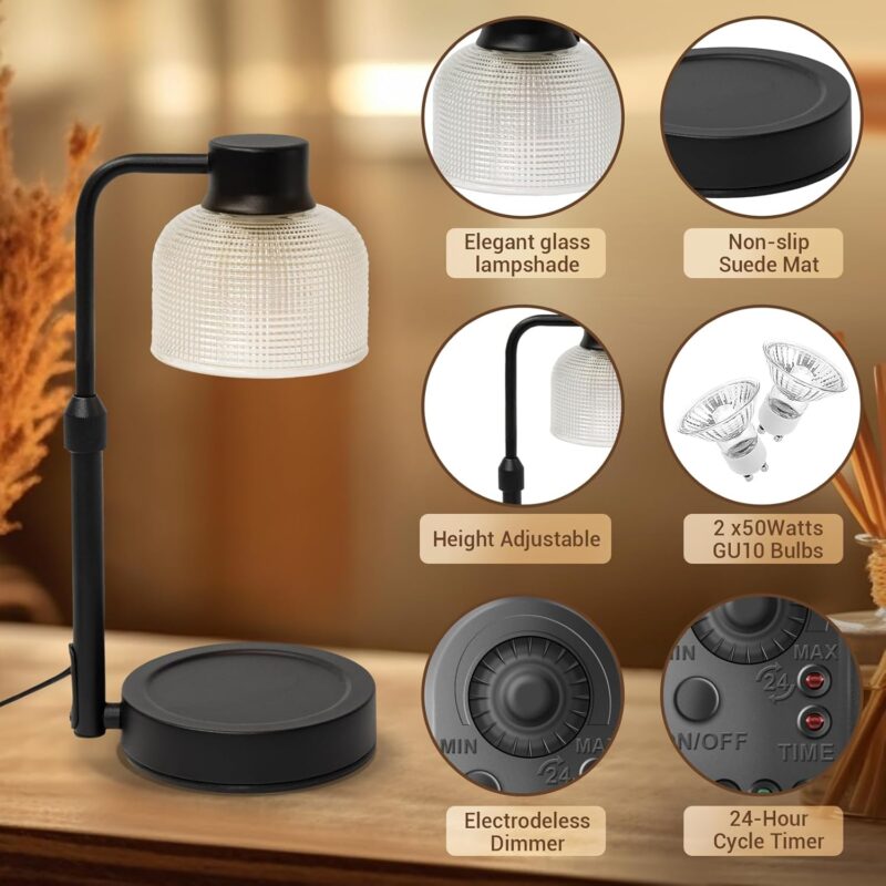 KLL Candle Warmer Lamp with Timer: Adjustable Height Dimmable Candle Warmer 24-Hour Cycle Timer for Mom Home Decor House Warming Gifts New Home - Image 2