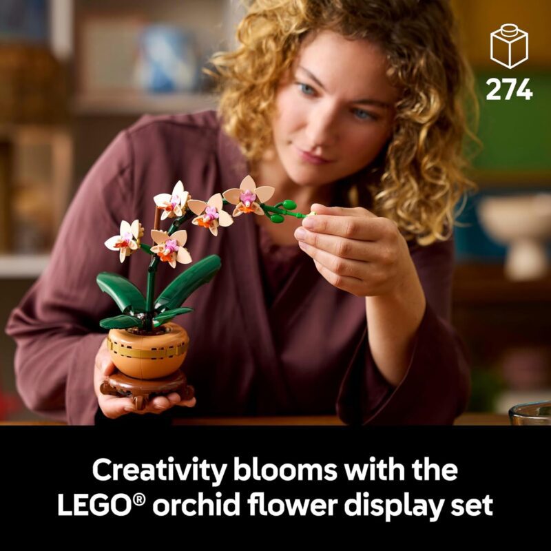 LEGO Botanicals Mini Orchid Building Set - Artificial, Fake Orchid for Home Decor, Adults Ages 18+ - Easter Basket Gift - Indoor Plant Decorations for Table, Desk, Office - 10343 - Image 2