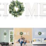 Wood Home Sign for Wall Decor Wooden Home Letters with Wreath Artificial Eucalyptus Modern Decorative Hanging Decor Farmhouse Home Sign for Living Room Kitchen Housewarming Decoration Christmas Gifts