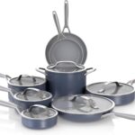 Ninja Ceramic Pro 14-Piece Cookware Set, Non-Stick Pots & Pans Set with Glass Lids, PTFE Free, Ceramic Coated, Oven Safe, All Stovetops & Induction Compatible, Midnight Blue, CW39014MM