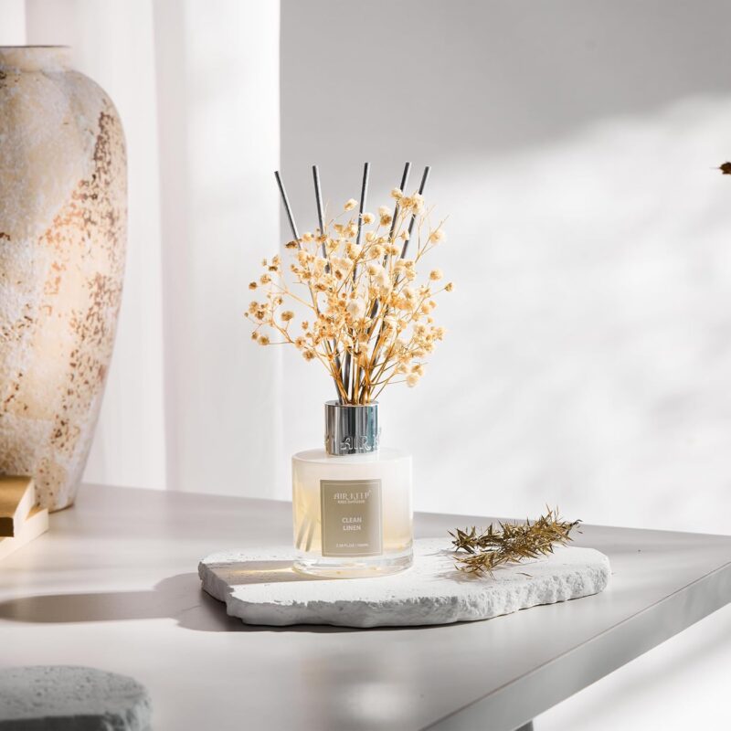 Airkeep Reed Diffuser Set,3.38 fl oz (100 ml) - Clean Linen Oil Diffusers with 8 Reed Sticks,Home Fragrance Reed Diffuser for Bathroom Shelf Decor - Image 6