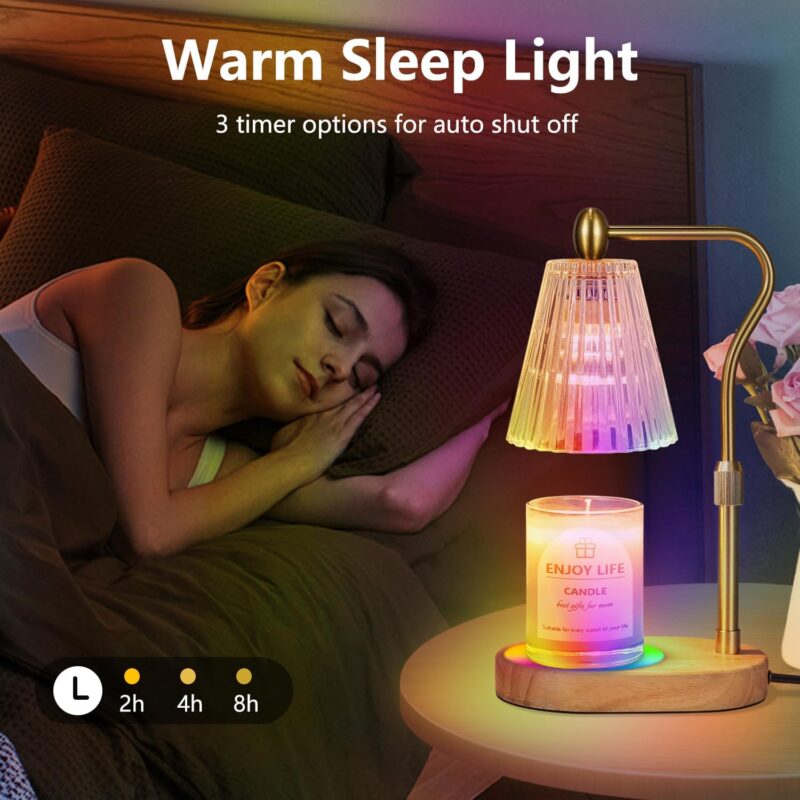 Candle Warmer Lamp with 8 Colors LED Changing,with Timer Dimmer Adjustable Height,Mothers Day Gifts,Vintage Home Decor - Image 3
