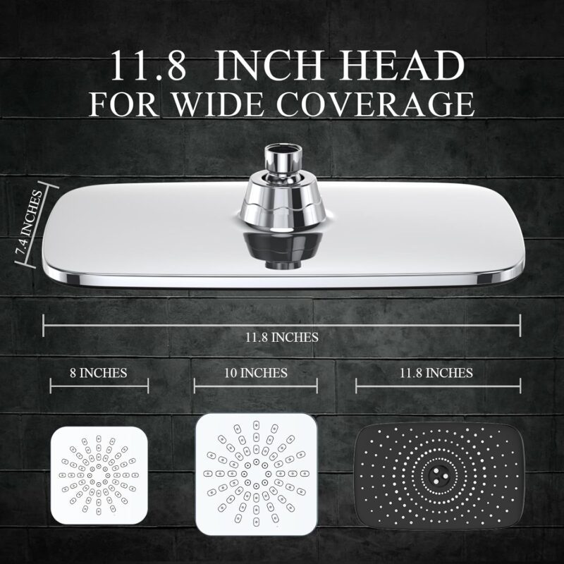 Veken Wide Rain Shower Head with 6 Modes Handheld Water Spray，High Pressure Showerhead Combo with Arm for Bathroom Accessories，Home Decor Adjustable Dual Shower with Anti-Clog Nozzles,Silver Chrome - Image 3