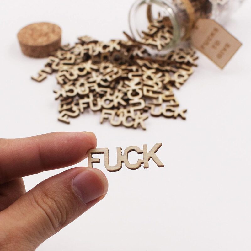 fuck jar（5oz）Gift Jar,Fucks to Give,Fuck Wooden Cutout Letter Piece Bad Mood Vent Spoof Birthday Day,Holiday, Thanksgiving Christmas Gifts to Friend,gag Funny Gift - Image 4