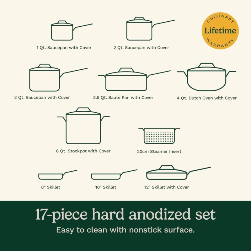 Cuisinart 17-Piece Cookware Set, Chef's Classic Nonstick Hard Anodized, 66-17 - Image 5