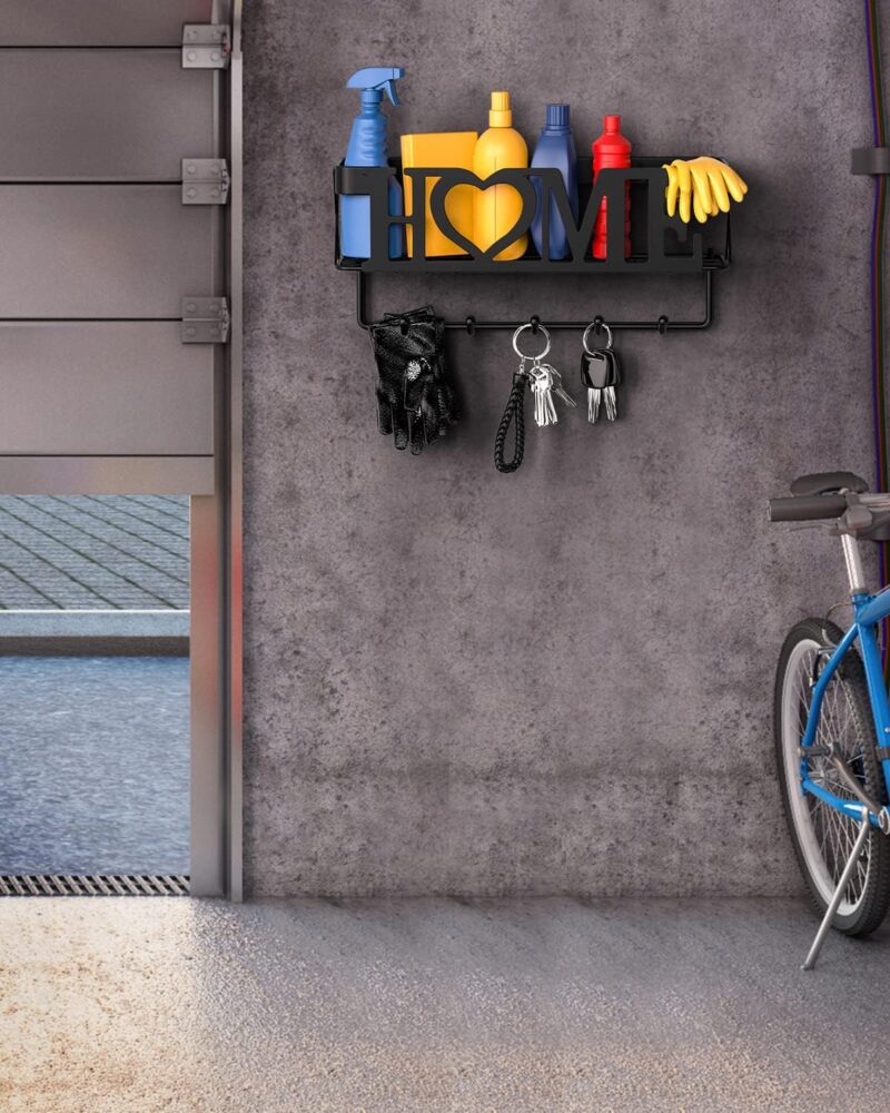 Key Holder for Wall - Key Rack with 5 Key Hooks, 11.02" L×2.75" W×4.92" H, Key and Mail Organizer Wall Mount with Mesh Basket, Key Hanger for Wall, Entryway, Home Decor(Matte Black) - Image 7