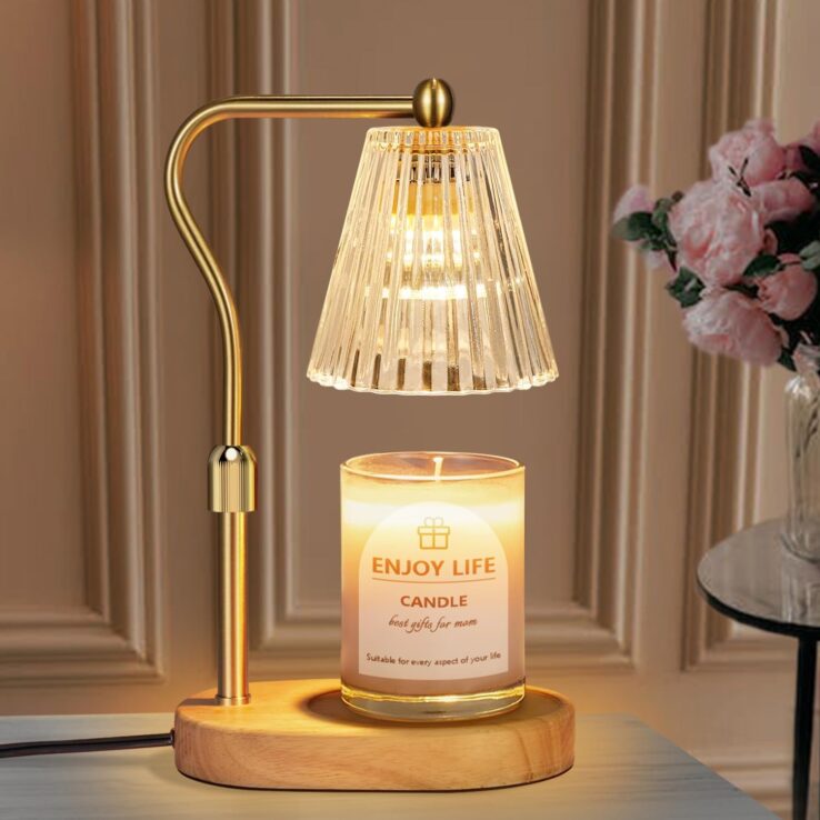 Candle Warmer Lamp with Timer Dimmer Adjustable Height for New Home Bedroom,Birthday Gifts for Women,Vintage Home Decor for Scented Jar