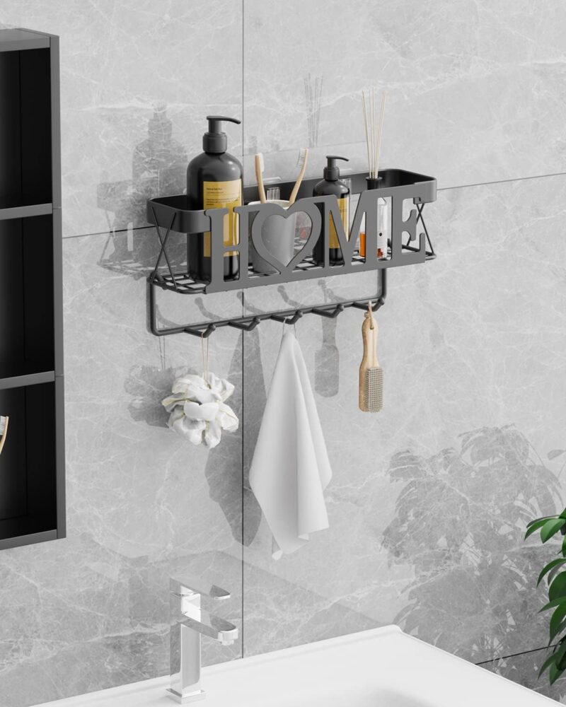 Key Holder for Wall - Key Rack with 5 Key Hooks, 11.02" L×2.75" W×4.92" H, Key and Mail Organizer Wall Mount with Mesh Basket, Key Hanger for Wall, Entryway, Home Decor(Matte Black) - Image 6