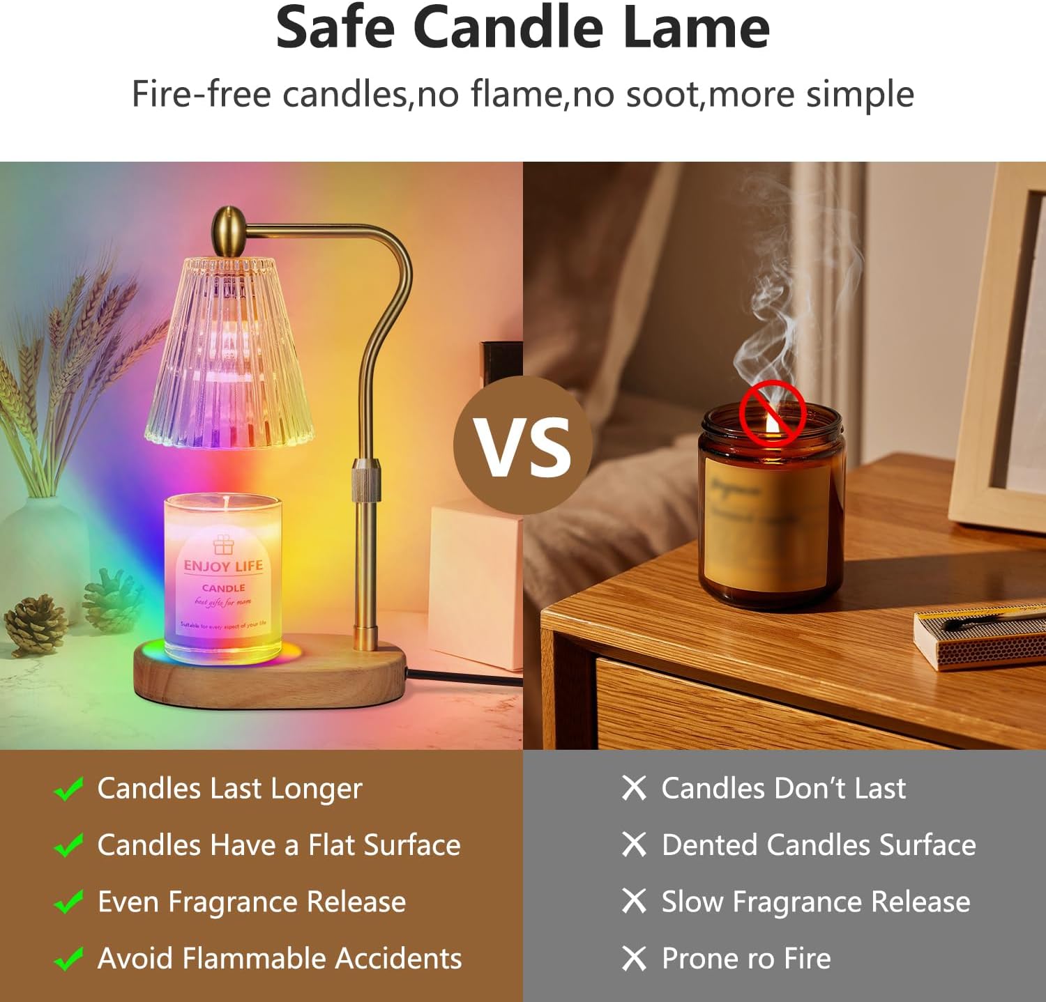 Candle Warmer Lamp with 8 Colors LED Changing,with Timer Dimmer Adjustable Height,Mothers Day Gifts,Vintage Home Decor - Image 6