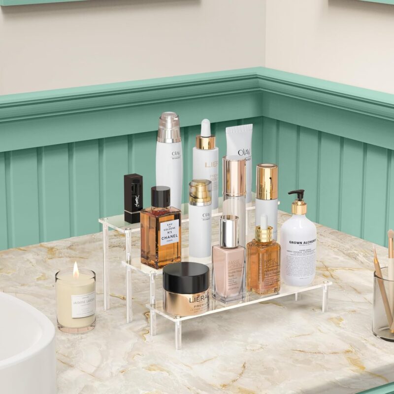 Acrylic Display Risers, 3 Tier Perfume Organizer Stand, Clear Cupcake Stand Holder, Large Shelf Risers for Figures, Dessert Shelves for Party, Riser Stand for Decoration and Organizer - Image 5