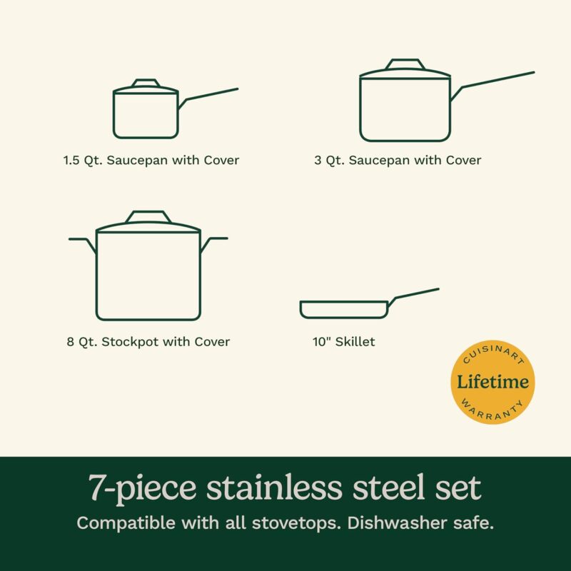 Cuisinart 7-Piece Cookware Set, Chef's Classic Stainless Steel Collection, 77-7P1 - Image 6