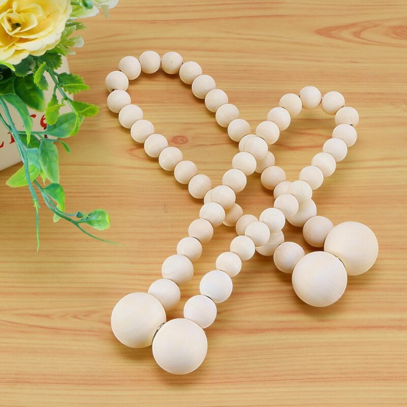 Magnetic Curtain Tiebacks, Curtain Tie Backs for Curtains 2 Pack, Wood Bead Curtain Tiebacks, Curtain Holders for Boho Bedroom Decor, Baby Nursery Decor, Farmhouse Decor - Image 7