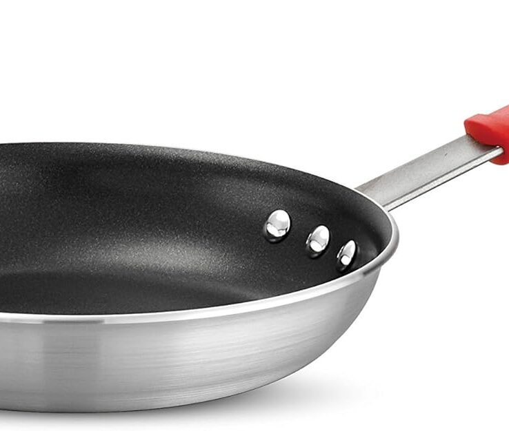 Tramontina Professional 10-Inch Non Stick Frying Pan, Heavy-Gauge Aluminum Skillet with Reinforced Nonstick Coating, Red Handle, Dishwasher and Oven Safe