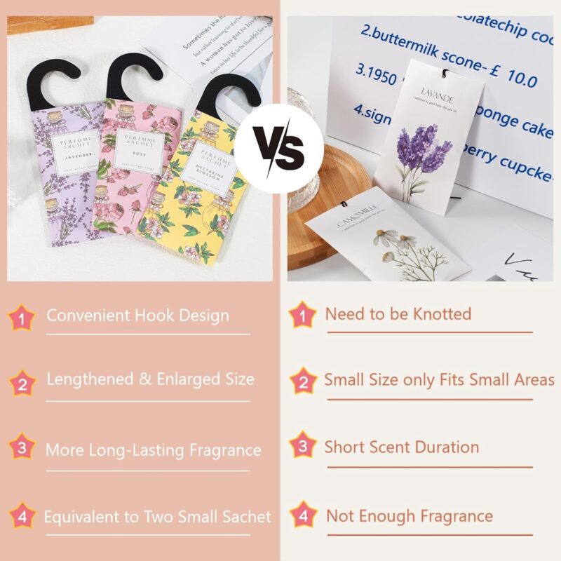 Large 12 Packs Lavender Hanging Closet Deodorizer Air Freshener Long Lasting Scented Sachets Smell Goods for House - Image 4