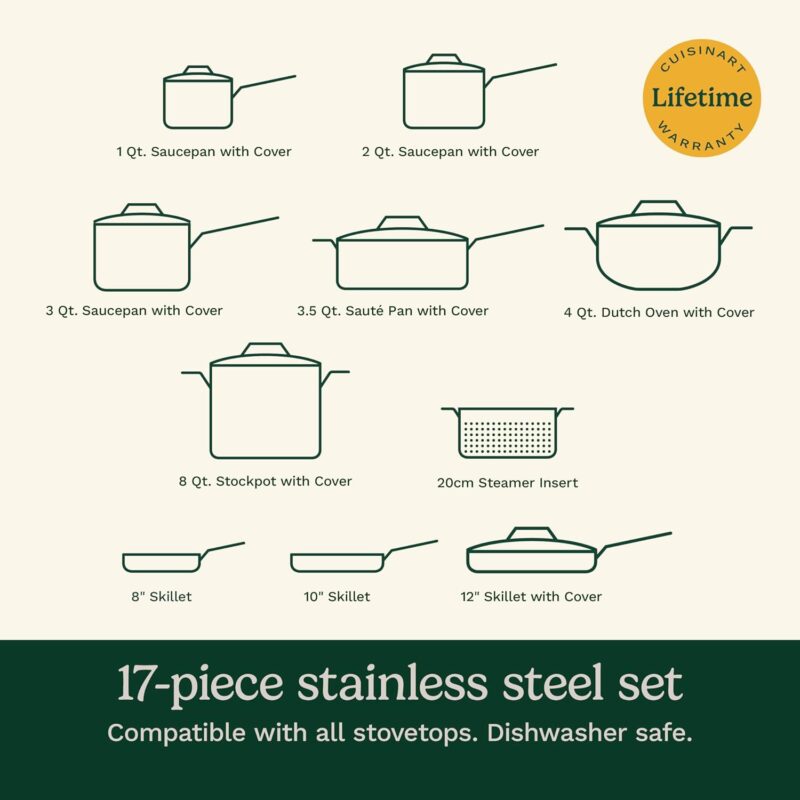 Cuisinart 17-Piece Cookware Set, Chef's Classic Steel Collection 77-17N - Image 7