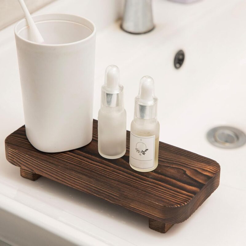 Wood Risers for Decor Display, Bathroom Counter Sink Decor, Dish Soap Tray Wood Tray for Kitchen Counter, Small Wooden Soap Stand, Wood Soap Pedestal, Soap Dispenser Stand Modern Farmhouse - Image 4