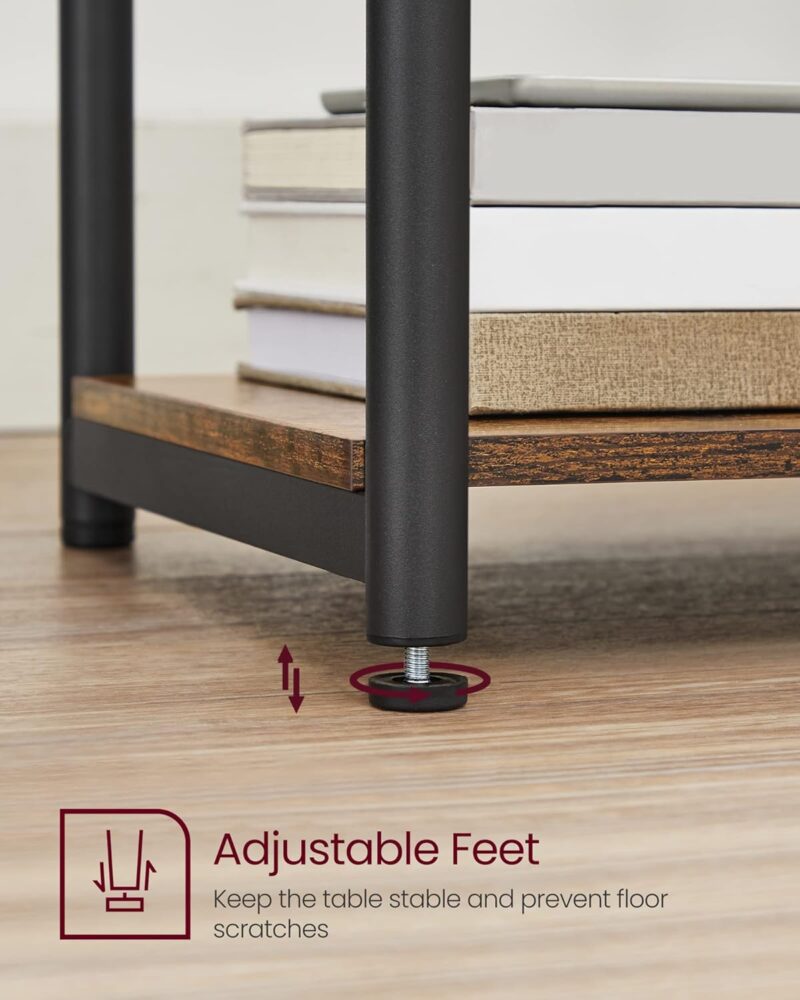 VASAGLE Side Table, Small End Table, Tall Nightstand for Living Room, Bedroom, Office, Bathroom, Rustic Brown and Classic Black ULET273B01 - Image 8