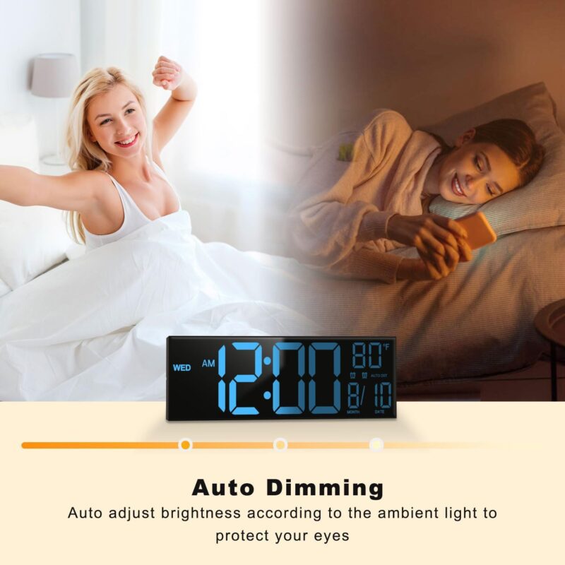 JALL 16" Large Digital Wall Mount Clock, Count Down Timer with Remote, Alarm, Big LED, 8 RGB Color, DST, Temperature for Living Room Classroom Desk, Xmas, Birthday Gift for Senior Men Women Mom Dad - Image 6