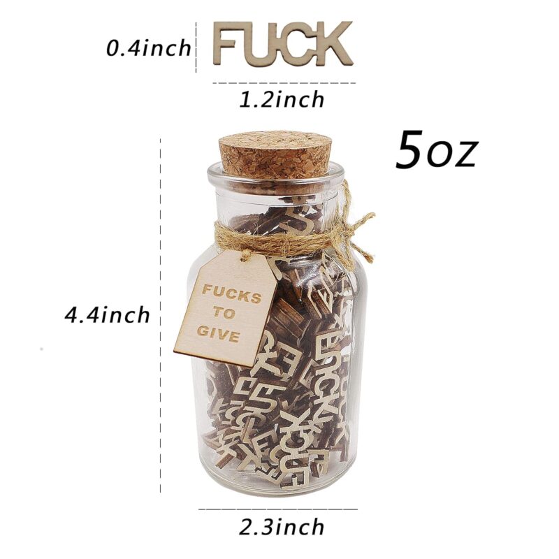 fuck jar（5oz）Gift Jar,Fucks to Give,Fuck Wooden Cutout Letter Piece Bad Mood Vent Spoof Birthday Day,Holiday, Thanksgiving Christmas Gifts to Friend,gag Funny Gift - Image 3