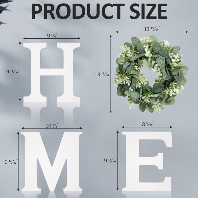Wood Home Sign for Wall Decor Wooden Home Letters with Wreath Artificial Eucalyptus Modern Decorative Hanging Decor Farmhouse Home Sign for Living Room Kitchen Housewarming Decoration Christmas Gifts - Image 6