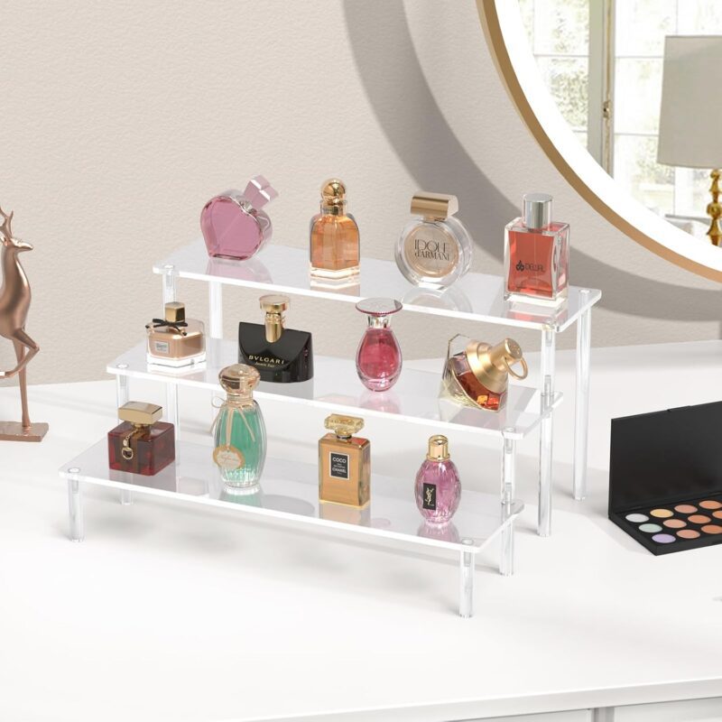 Acrylic Display Risers, 3 Tier Perfume Organizer Stand, Clear Cupcake Stand Holder, Large Shelf Risers for Figures, Dessert Shelves for Party, Riser Stand for Decoration and Organizer - Image 6