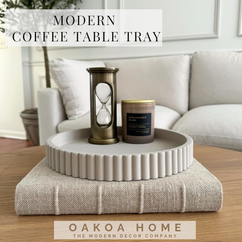 OAKOA Round Decorative Tray for Coffee Table Tray Decor - Concrete Round Tray Home Decor - Bandejas Decorativas - Circle Coffee Table Centerpiece - Image 4