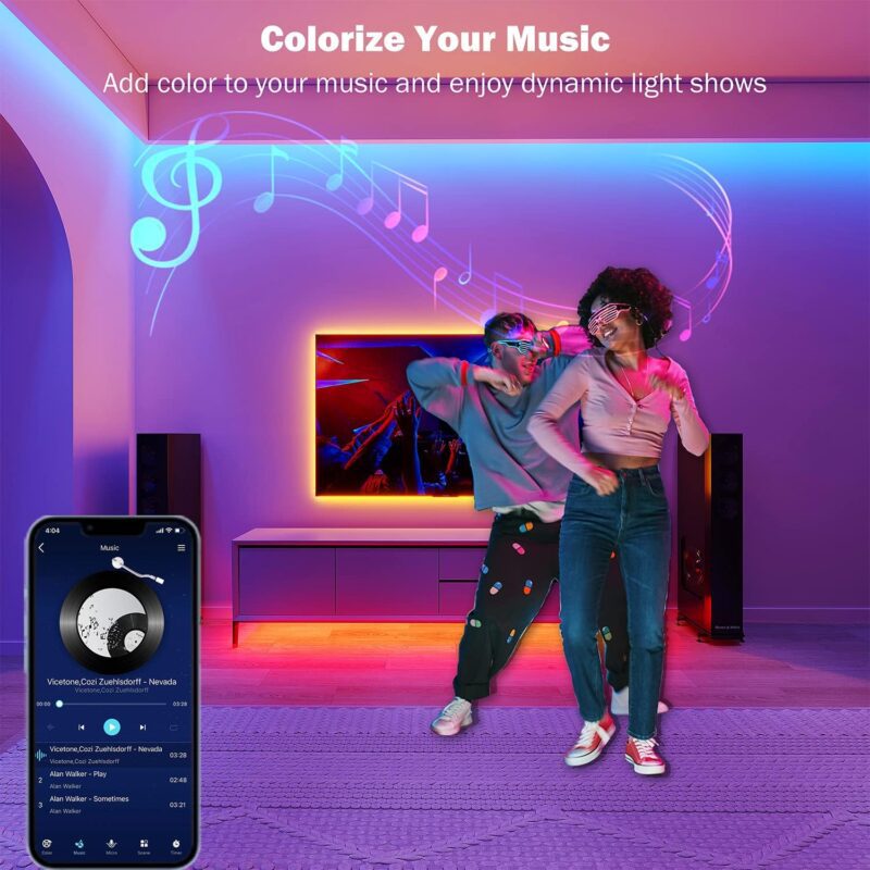 Led Lights for Bedroom 100 ft (2 Rolls of 50ft) Music Sync Color Changing RGB Led Strip Lights with Remote App Control Bluetooth Led Strip, Lights for Room Home Kitchen Party Decor - Image 4