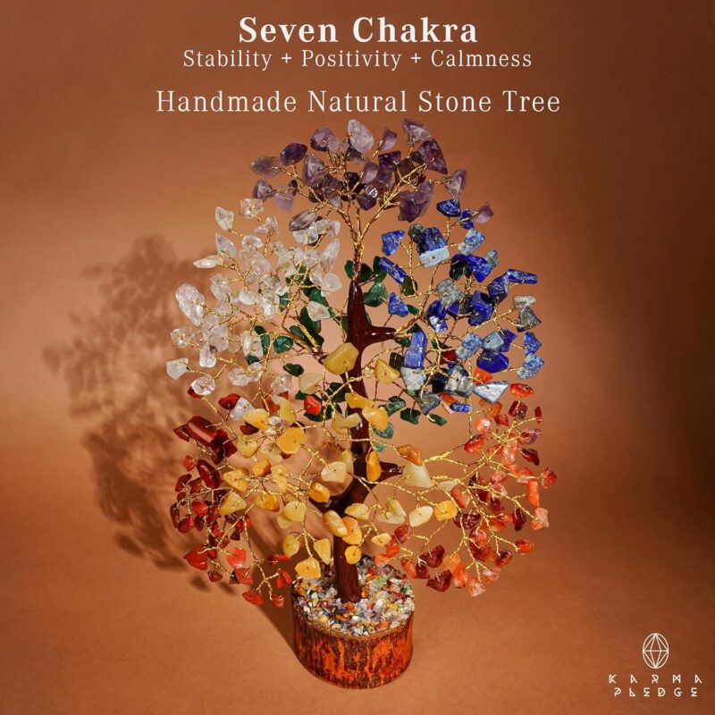 Crystal Tree of Life 7 Chakra Healing Crystal Trees for Home Decor, Office Desk Decor, Living Room Decor, Handmade Bonsai Trees for Positive Energy, Money, Good Luck Birthday Gifts for Women, Mom - Image 2