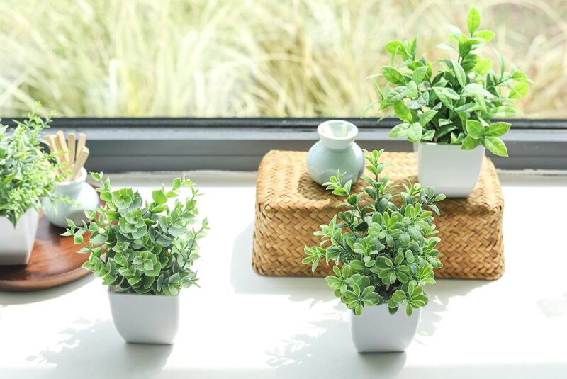Der Rose 4 Pack Fake Plants Mini Artificial Greenery Potted Plants for Home Decor Indoor Office Table Room Farmhouse Bathroom Decor - Image 6