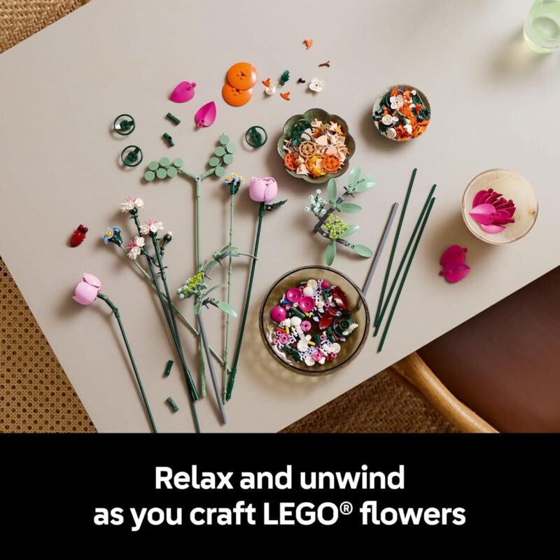 LEGO Botanicals Pretty Pink Flower Bouquet Building Set for Adults - Artificial Flowers for Home Decor, Centerpieces for Tables - Gift for Mother's Day - 10342 - Image 3