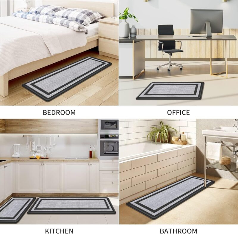 Mattitude Kitchen Mat [2 PCS] Cushioned Anti-Fatigue Non-Skid Waterproof Rugs Ergonomic Comfort Standing Mat for Kitchen, Floor, Office, Sink, Laundry, Black and Gray - Image 7