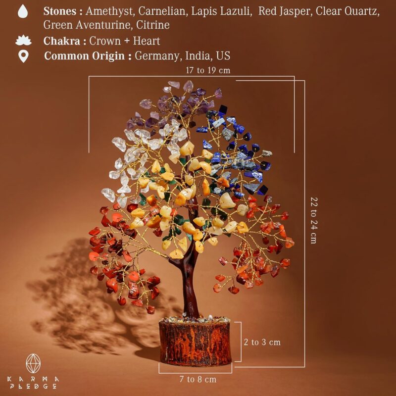 Crystal Tree of Life 7 Chakra Healing Crystal Trees for Home Decor, Office Desk Decor, Living Room Decor, Handmade Bonsai Trees for Positive Energy, Money, Good Luck Birthday Gifts for Women, Mom - Image 3