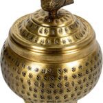 Creative Co-Op, Brass Round Hammered Metal Container with Bird Finial, Finish