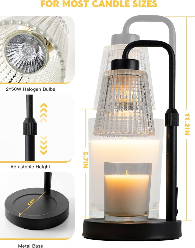 Candle Warmer Lamp with Timer Dimmable, for Mom, House Warming Gifts New Home Decor, Birthday Gifts for Women Mom, Wax Warmer Lamp for Jar Candles with 2 Bulbs - Image 6