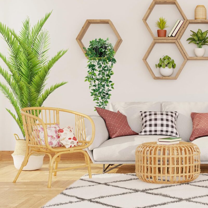Whonline Fake Hanging Plants, Artificial Small Potted Plants for Indoor Outdoor Aesthetic Office Living Room Shelf Decor (1 Pack) - Image 6