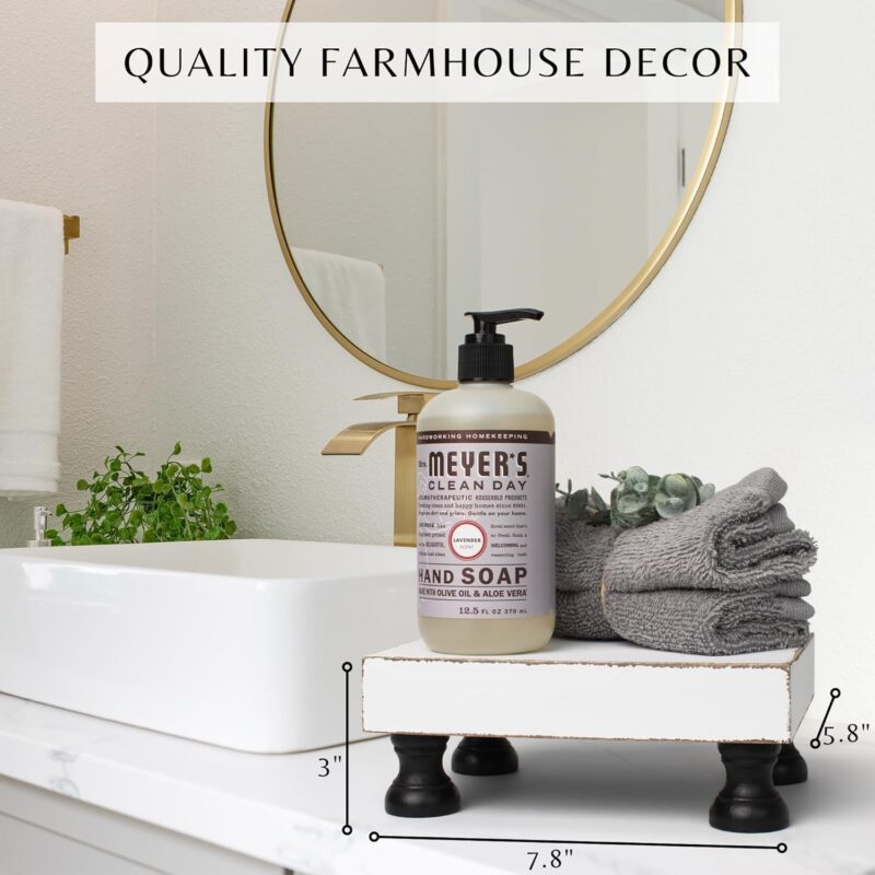 KIBAGA Decorative Wood Riser For Your Kitchen or Bathroom Farmhouse Decor - Beautiful Pedestal Stand Uniquely Displays Your Decorations - The Perfect Wooden Tray to Enhance Your Home Decor - Image 2