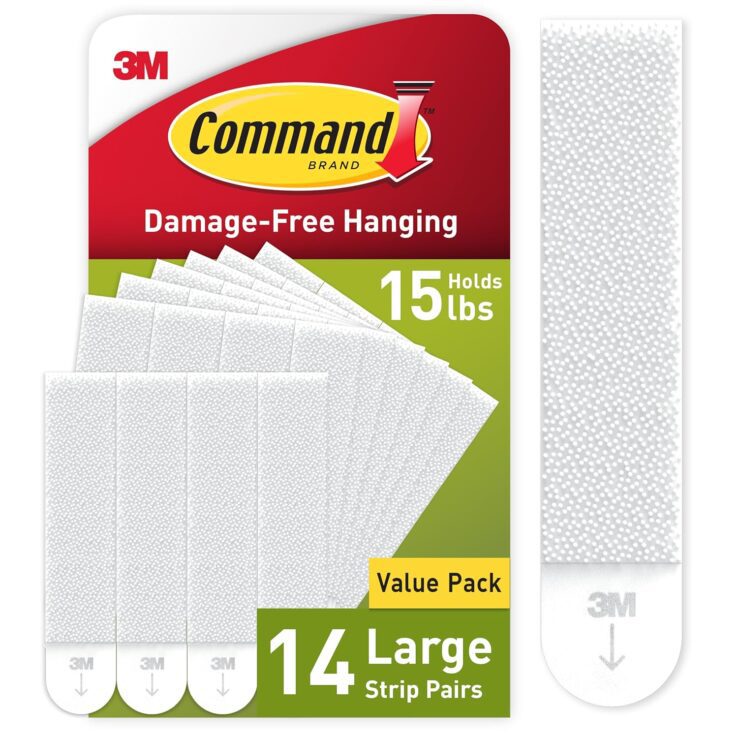 Command 15 lb Large Picture Hanging Strips 14 Pairs (28 Command Strips), Damage Free Picture Hangers, No Tools Wall Hangers for Home Decor, White Adhesive