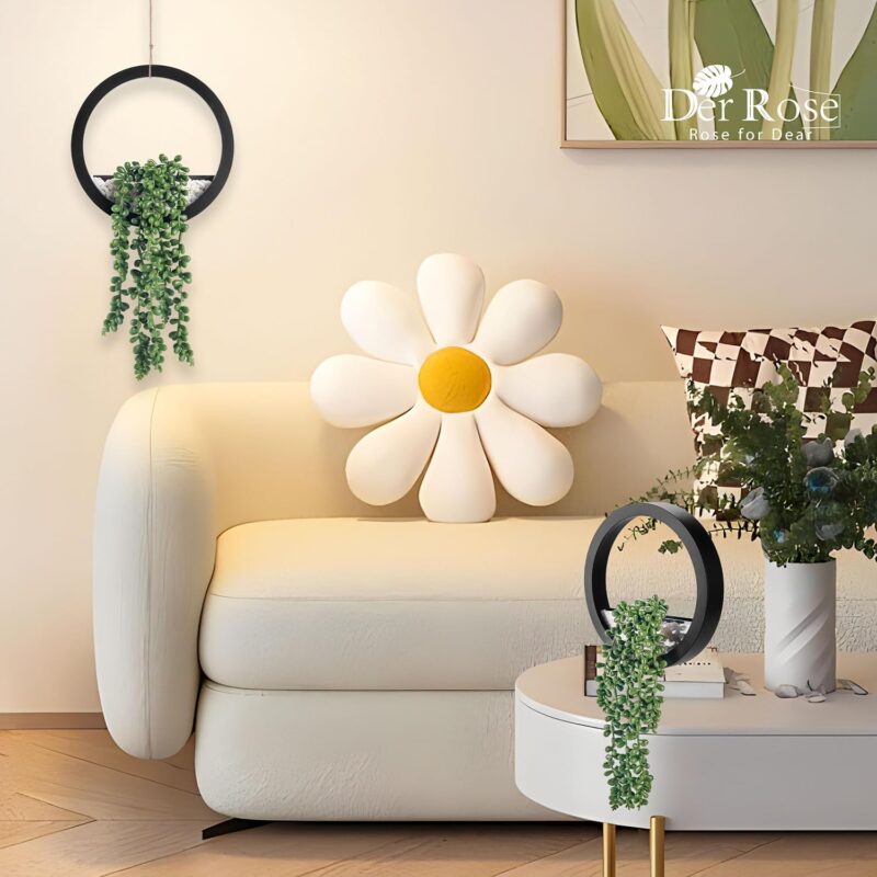 Der Rose 2 Pack Fake Plants Hanging Artificial Succulents Plants in Black Pots for Living Room Bathroom Accessories Boho Wall Decor - Image 7