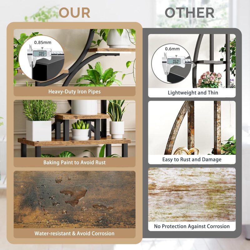Plant Stand Indoor with Grow Lights - 8 Tiered Plant Shelf Indoor, 62" Corner Plant Stand for Indoor Plants Multiple, Metal Tall Plant Flower Holder, S-Shaped Plant Rack for Home, Patio(Patent Design) - Image 7