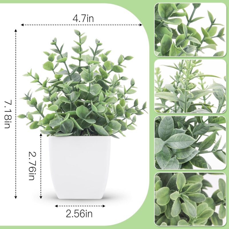 Der Rose 4 Pack Fake Plants Mini Artificial Greenery Potted Plants for Home Decor Indoor Office Table Room Farmhouse Bathroom Decor - Image 2