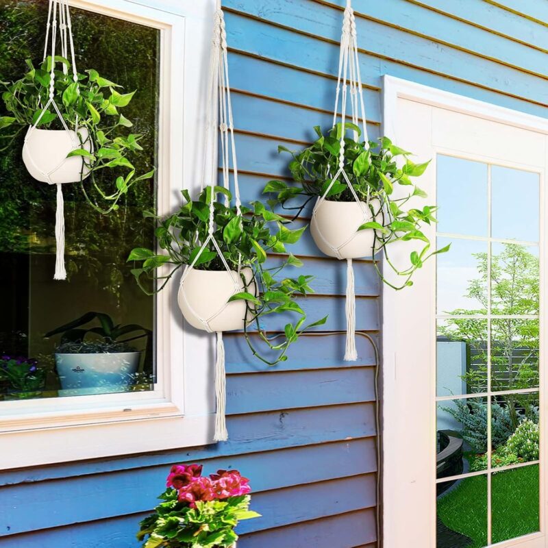 MIPON 3 Pack Macrame Plant Hanger Indoor Hanging Planter for Plants Holder with 3 Hooks, Different Size for Boho Home Decor,Ivory(POTS NOT Included) - Image 7